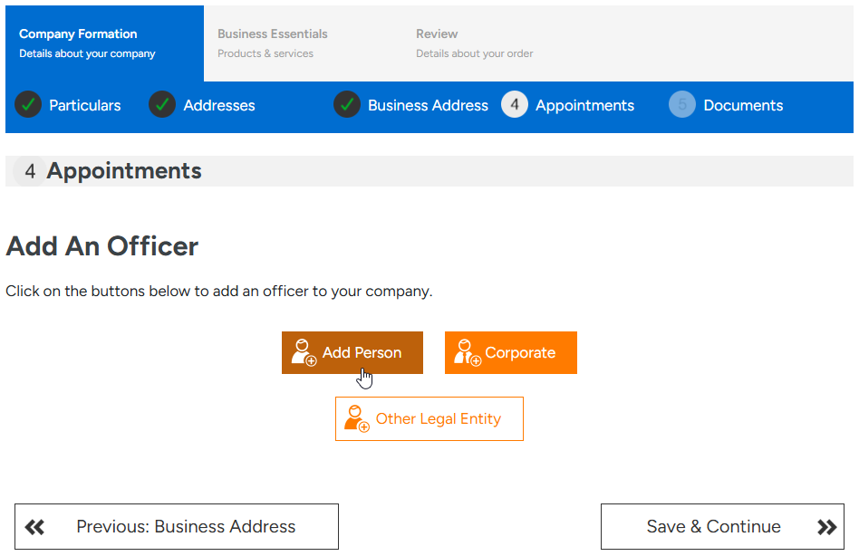 Officers appointments