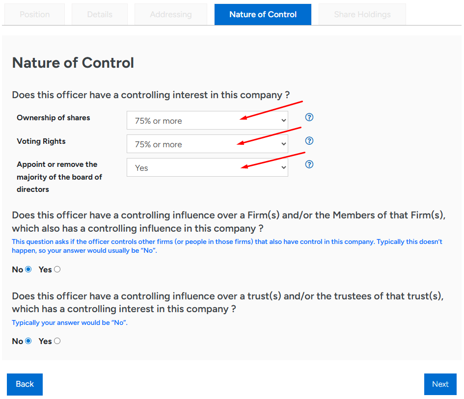 PSC nature of control